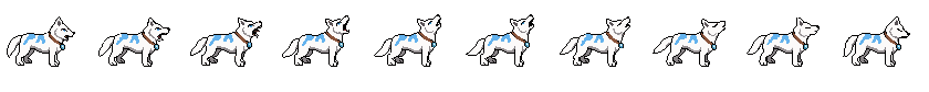 AI-generated arctic wolf howling east in pixel art